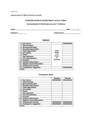 Stanford Hypnotic Susceptibility Scale  Form