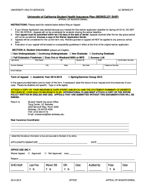 Waiver Appeal Form PDF University Health Services
