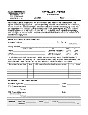Ucd Paid Notetaker Form