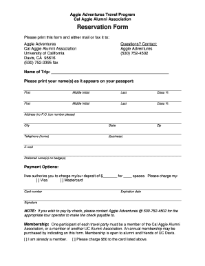 Travel Reservation Form