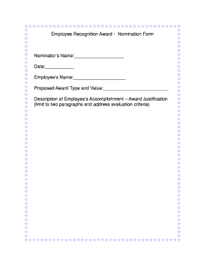 Employee Recognition Nomination Form