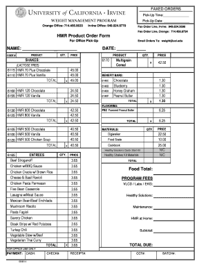 Download Order Form Weight Management Program Weight Uci