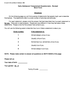 Temperament Questionnaire PDF  Form
