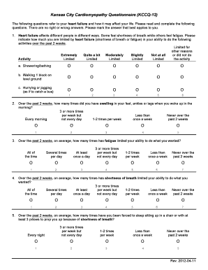 Kccq Score Calculator  Form