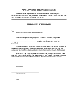 Pregnancy Declaration Form