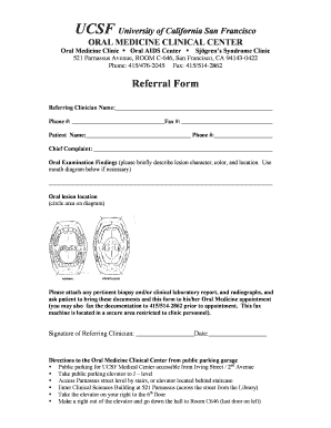 Ucsf Dental Referral Form