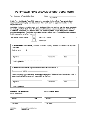 Petty Cash Custodian Form