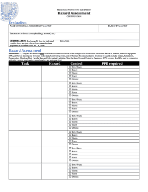 Ppe Evaluation Form Template