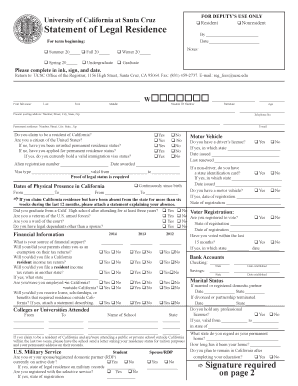 Statement of Legal Residence Form