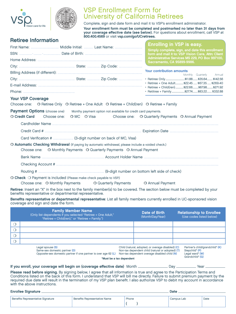 Vsponline Enrollment Form