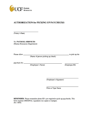 Paycheck Pick Up Form