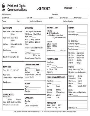  UCF Printing Shop Job Ticket PDF Printing Ucf 2016