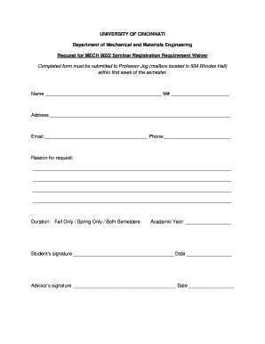 Waiver for Students  Form
