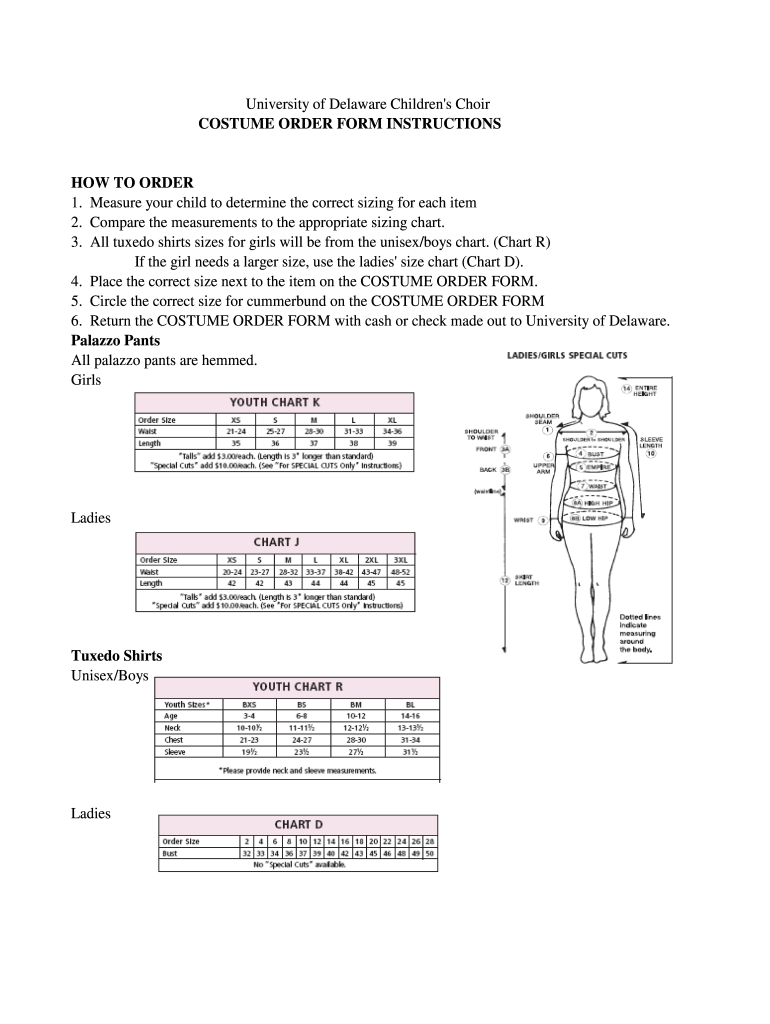 Costume Measurement Template  Form