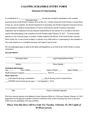 Calfpig Scramble Entry Form Madison County Extension Office Madison Ifas Ufl