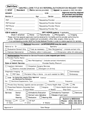 Ped I Care Prior Authorization Form