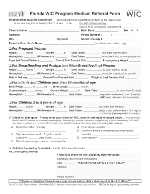 Wic Form Florida