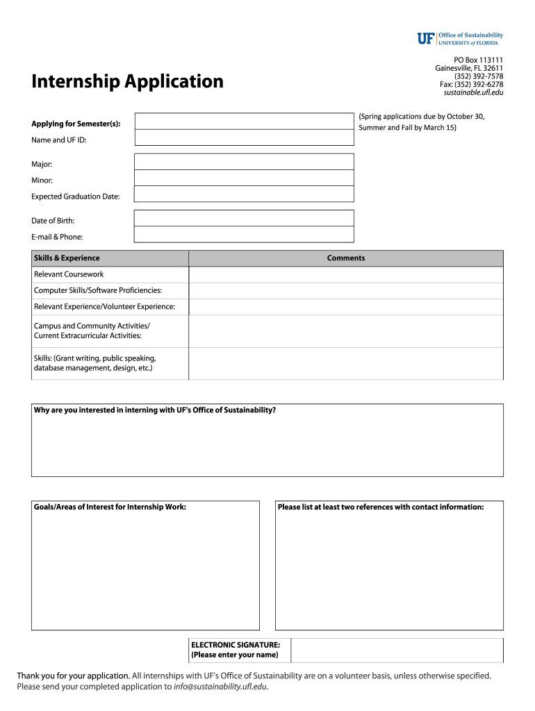 Intern Application Form  Sustainable UF  Sustainable Ufl