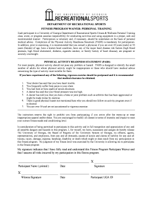 Personal Trainer Waiver Form
