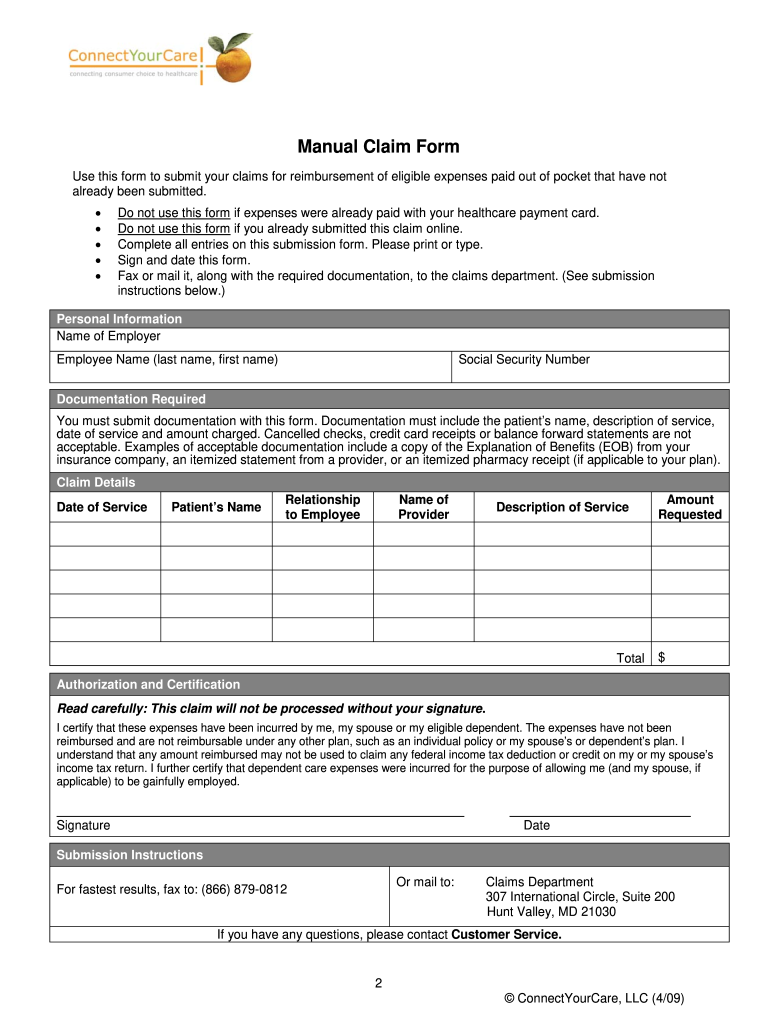 Connect Your Care Health Claim Form Uhr Umd