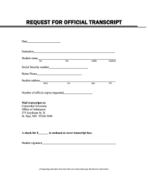 Concordia St Paul Transcript Request  Form