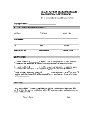 HSA EMPLOYEE CONTRIBUTION ELECTION FORM DOC Concordia