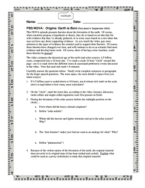 Origins Earth is Born Worksheet Answers  Form