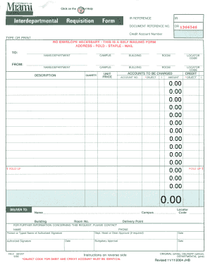 Interdepartmental Requisition Form University of Miami Umshare Miami