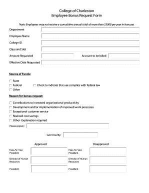 Bonus Request Form