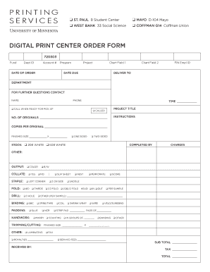 Copy Center Order Form Printing Services