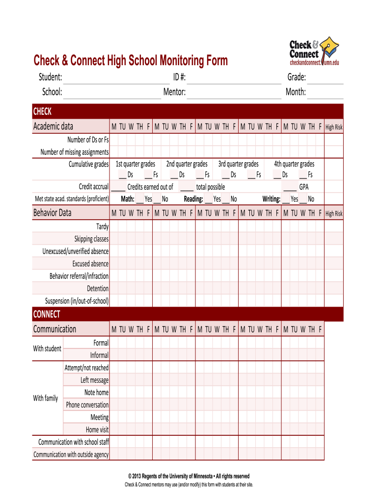 School Monitoring Format