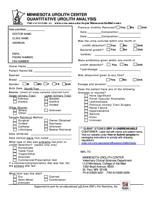 QUANTITATIVE UROLITH ANALYSIS Cvm Umn  Form