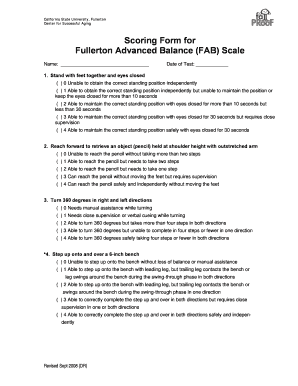 Falls Behavioural Fab Scale  Form