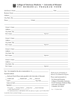 To Download a Pet Memorial Form University of Missouri College Cvm Missouri