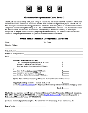 Missouri Occupational Card Sort  Form