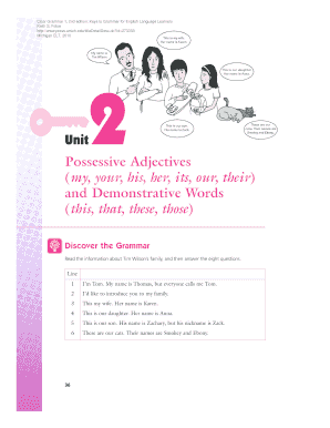 Unit2 Possessive Adjectives My, Your, His, Her, Its, Our, Their and Press Umich  Form