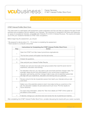 Onet Interest Profiler Short Form PDF