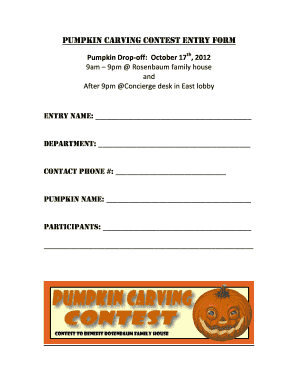 Pumpkin Carving Contest Sign Up Sheet  Form