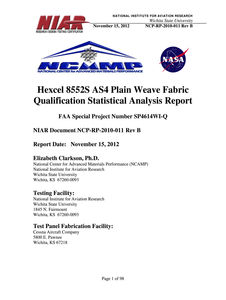 Hexcel 8552 AS4 Plain Weave Statistical Analysis Report  National  Form