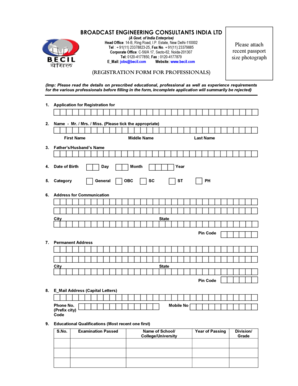 Registration Form BECIL