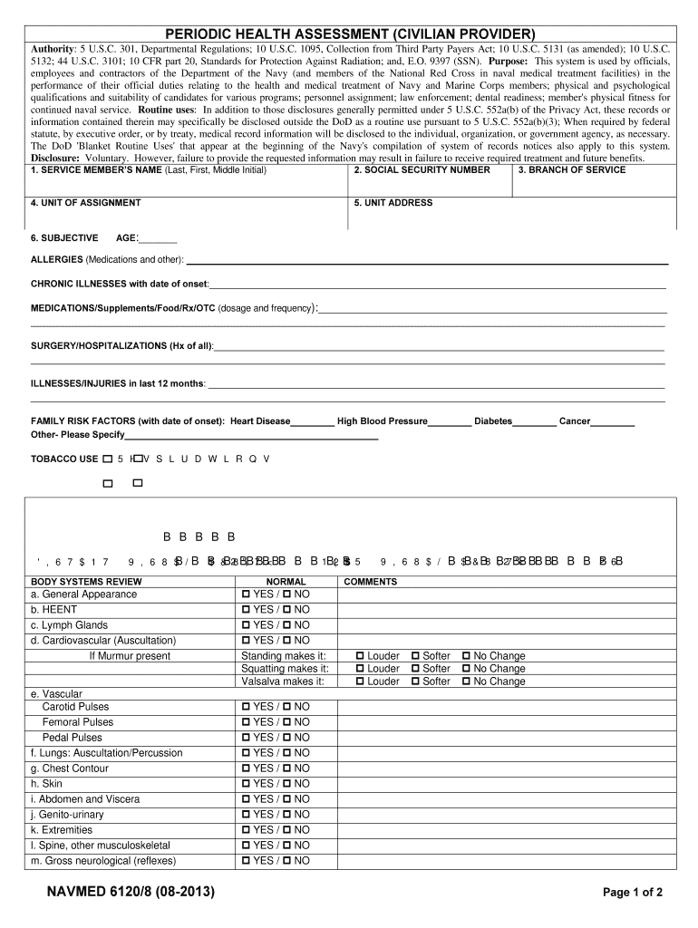  Periodic Health Assessment Army 2013-2024