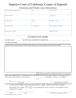 Probable Cause Declaration Form