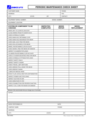 Pm Check Sheet Format