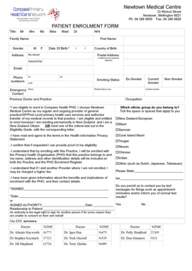 Enrolment Form Newtown Medical Centre