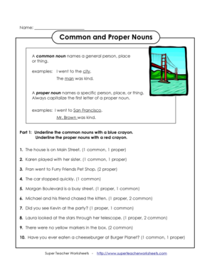 Common and Proper Nouns Super Teacher Worksheets  Form