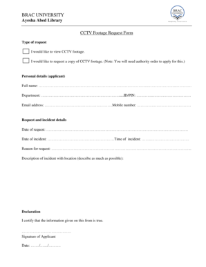 Cctv Footage Request Form Template