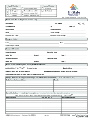 Tri State New Patient  Form