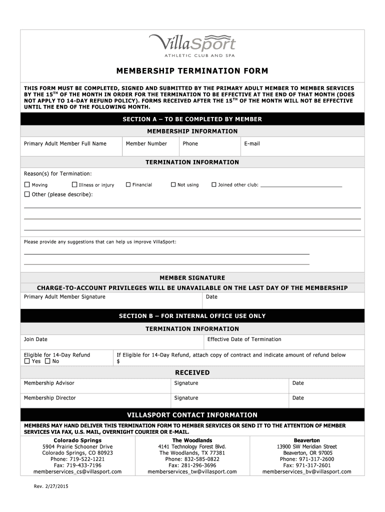  Termination of Membership 2015-2024