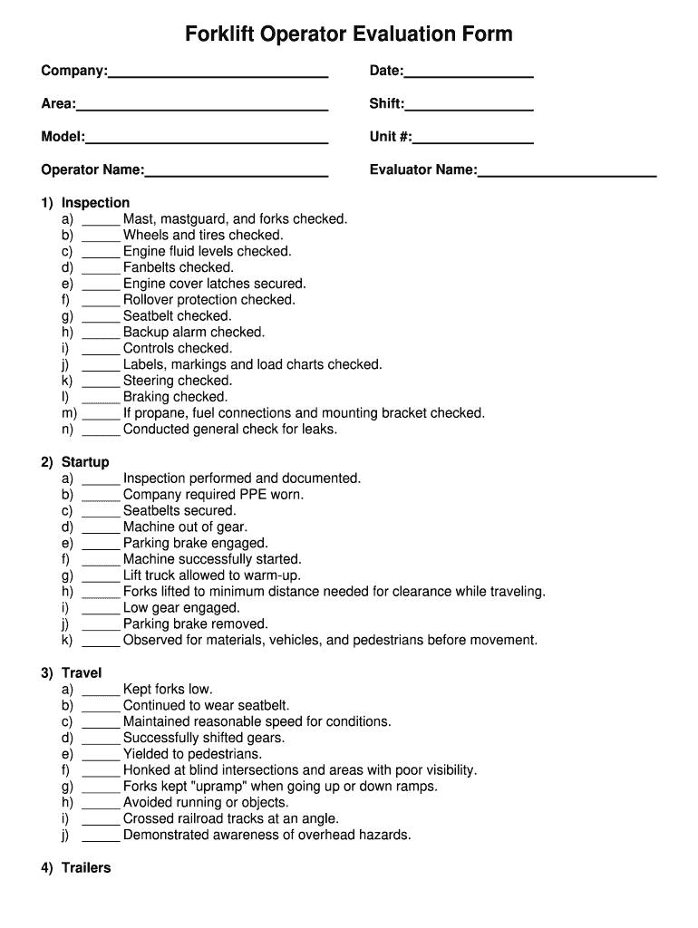 Forklift Certification Template  Form