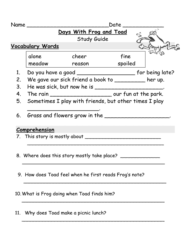 Days with Frog and Toad Primary Grades Class Page  Form